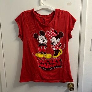 XL Red Mickey & Minnie 100% Cotton Red T-Shirt, Disney Brand